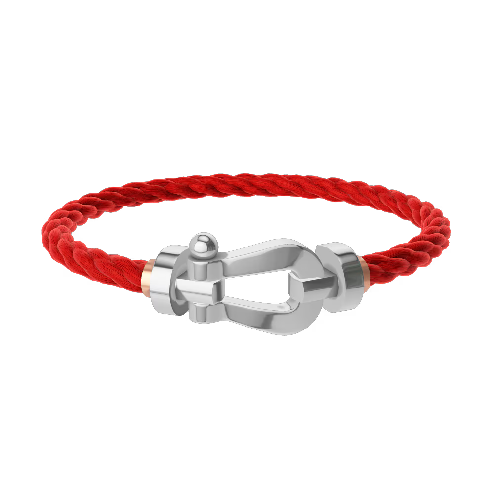 BRACELET FRED FORCE GRAND MODÈLE ROUGE WHITE GOLD