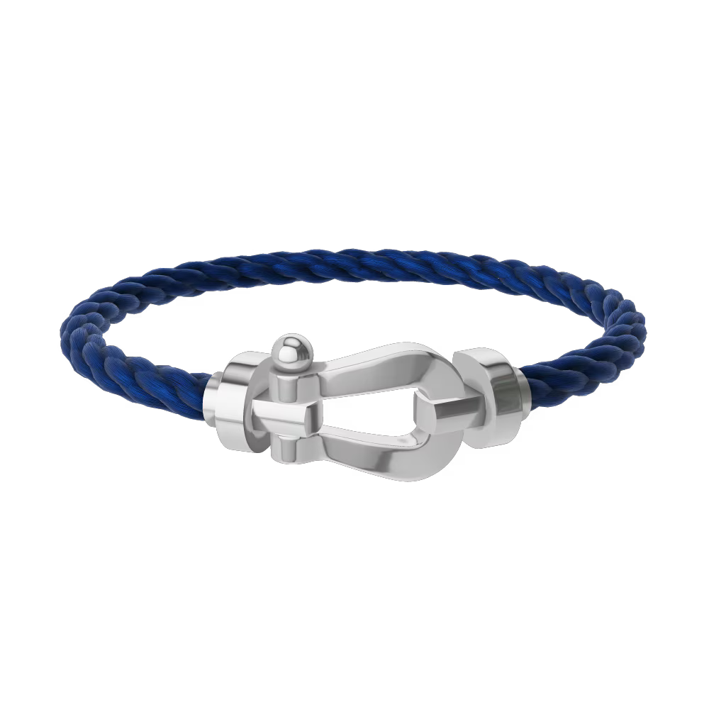 BRACELET FRED FORCE GRAND MODÈLE BLEU MARINE WHITE GOLD