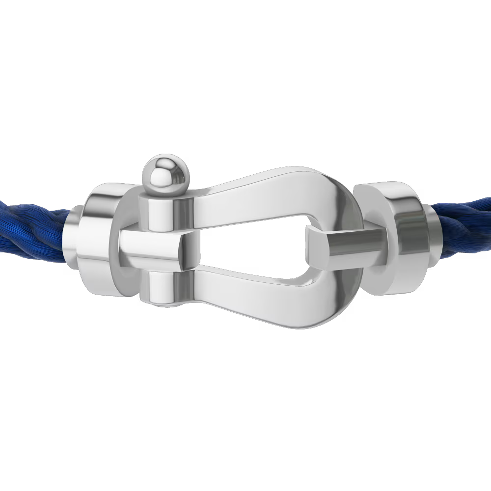 BRACELET FRED FORCE GRAND MODÈLE BLEU MARINE WHITE GOLD