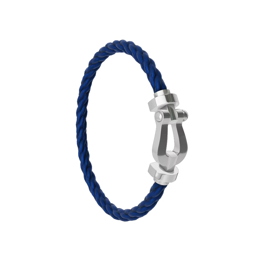 BRACELET FRED FORCE GRAND MODÈLE BLEU MARINE WHITE GOLD