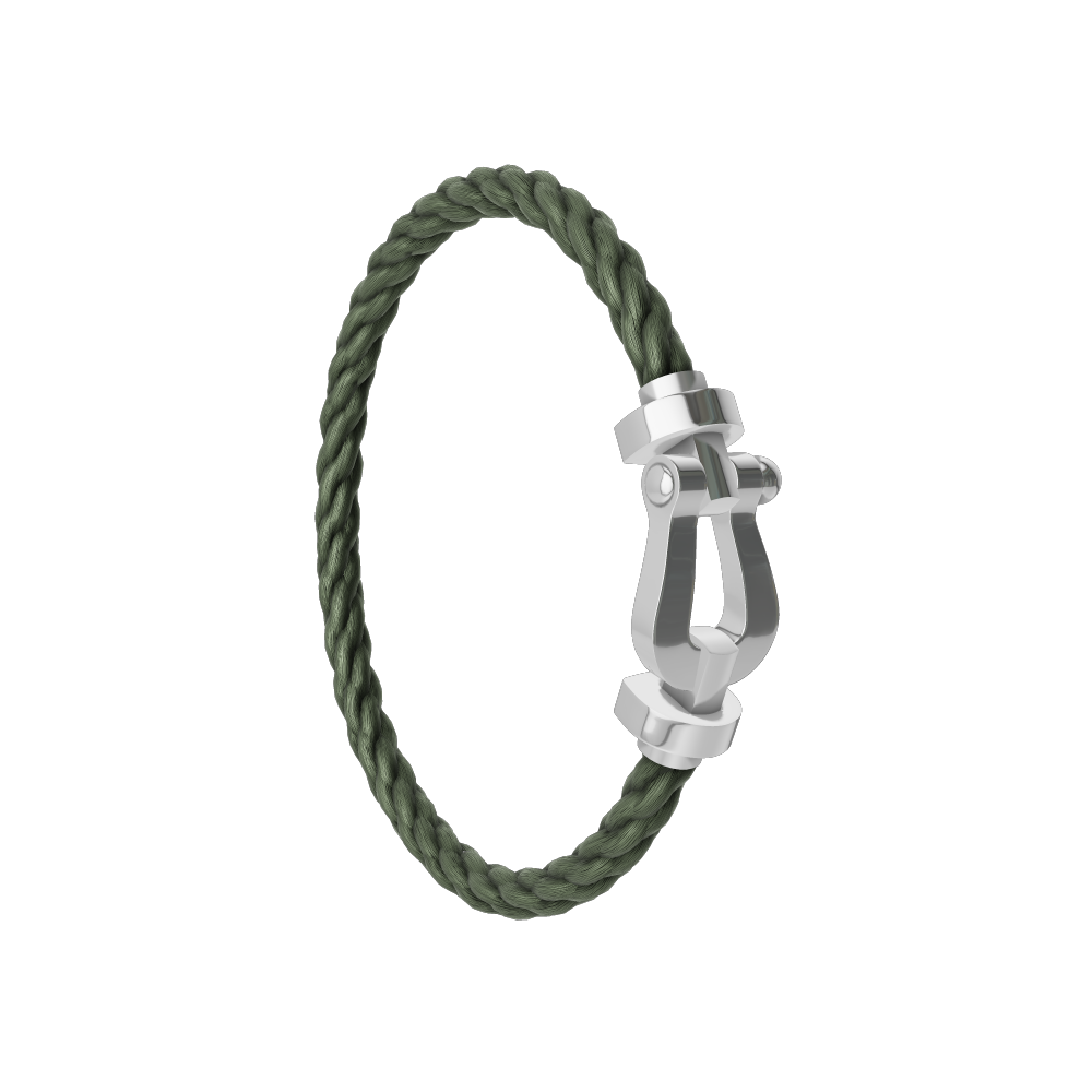 BRACELET FRED FORCE GRAND MODÈLE KAKI WHITE GOLD