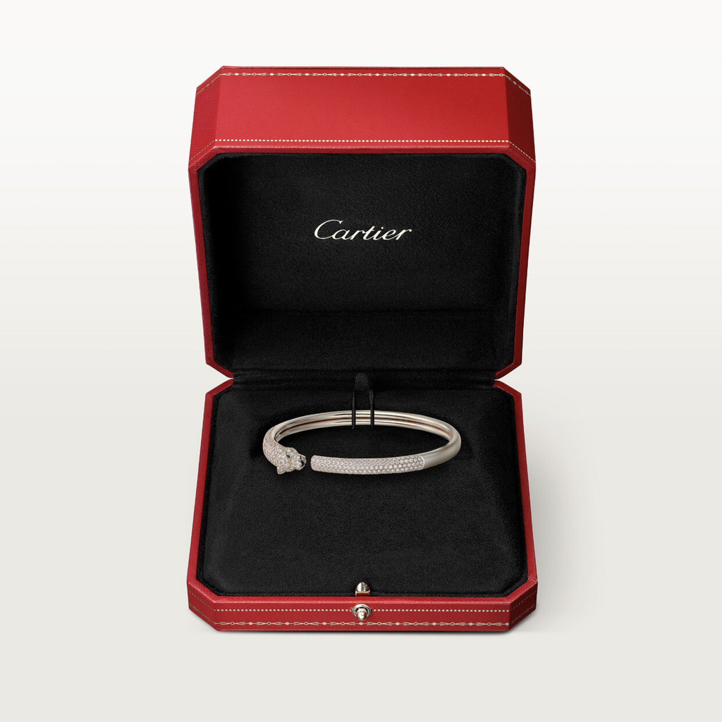 BRACELET PANTHERE PETIT MODELE SEMI PAVE WHITE GOLD