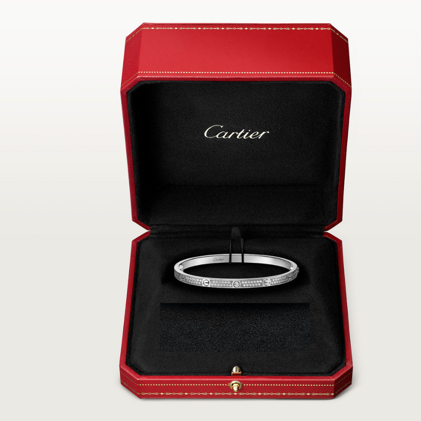 BRACELET CARTIER LOVE PETIT MODÉLE CLASSIQUE PAVÉ WHITE GOLD