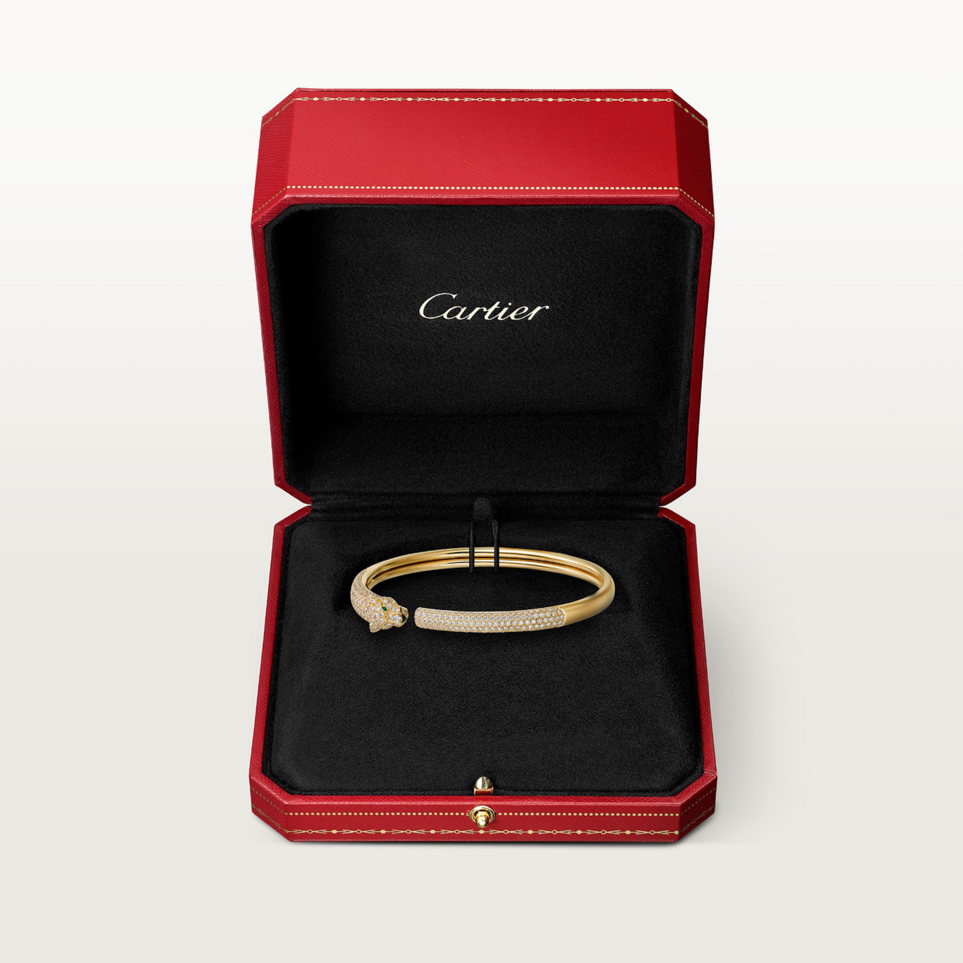 BRACELET PANTHERE PETIT MODELE SEMI PAVE GOLD