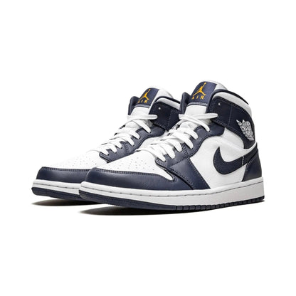 Air Jordan 1 MID WHITE METALLIC GOLD OBSIDIAN