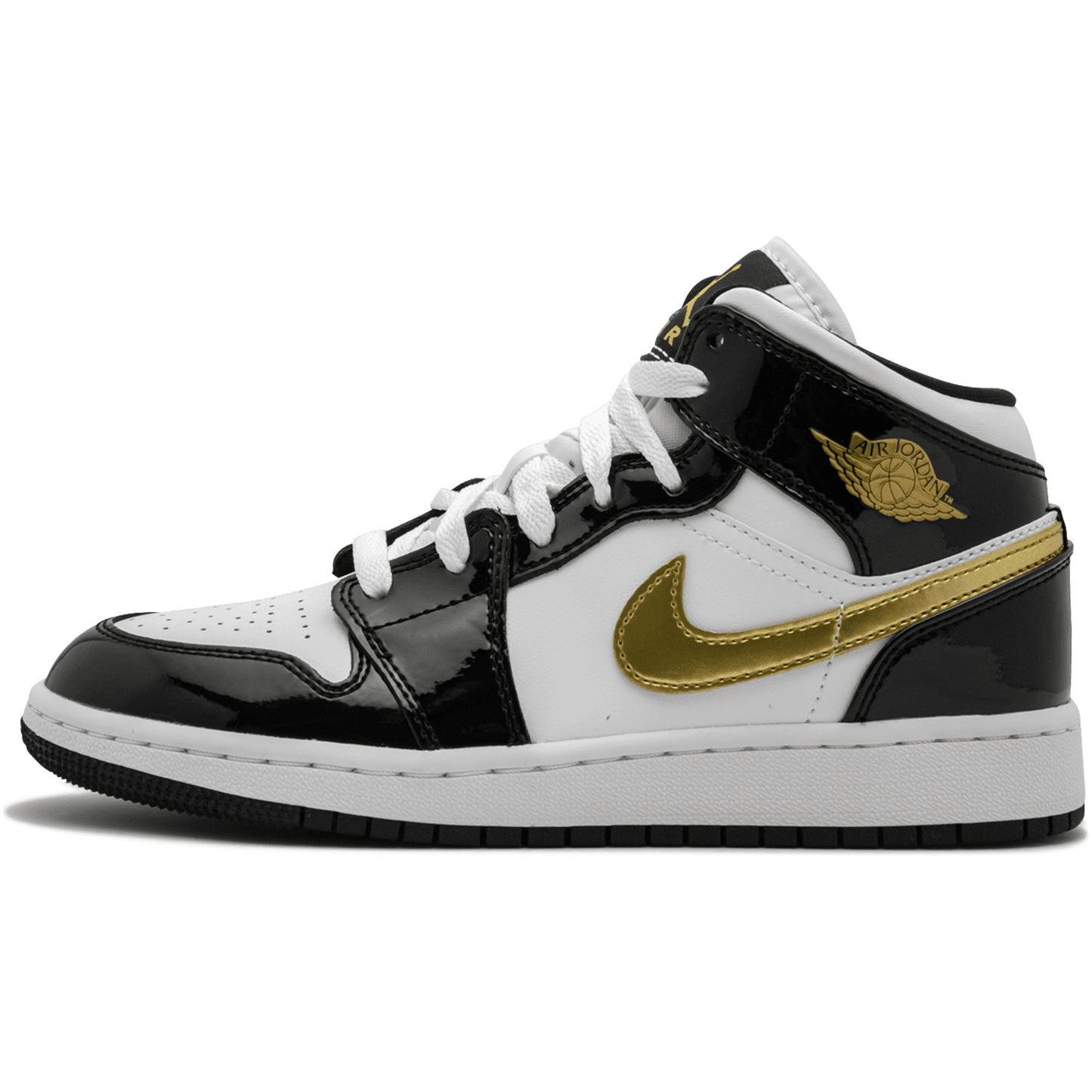 Air Jordan 1 Retro Mid “Black Gold Patent Leather” - Manore Store