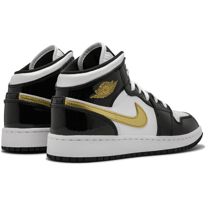 Air Jordan 1 Retro Mid “Black Gold Patent Leather” - Manore Store