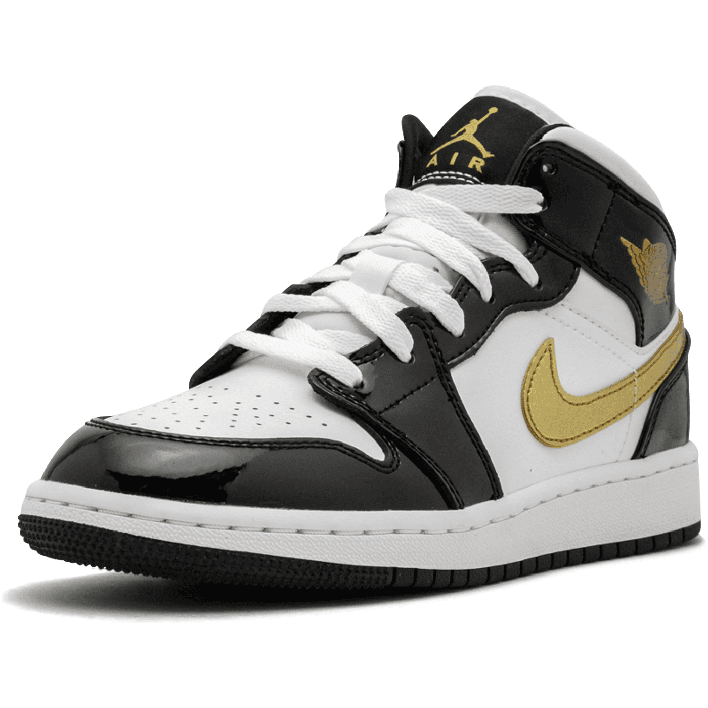 Air Jordan 1 Retro Mid “Black Gold Patent Leather” - Manore Store