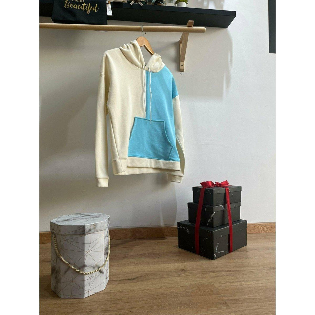 Hoodie Beige /  Sky blue - Manore Store