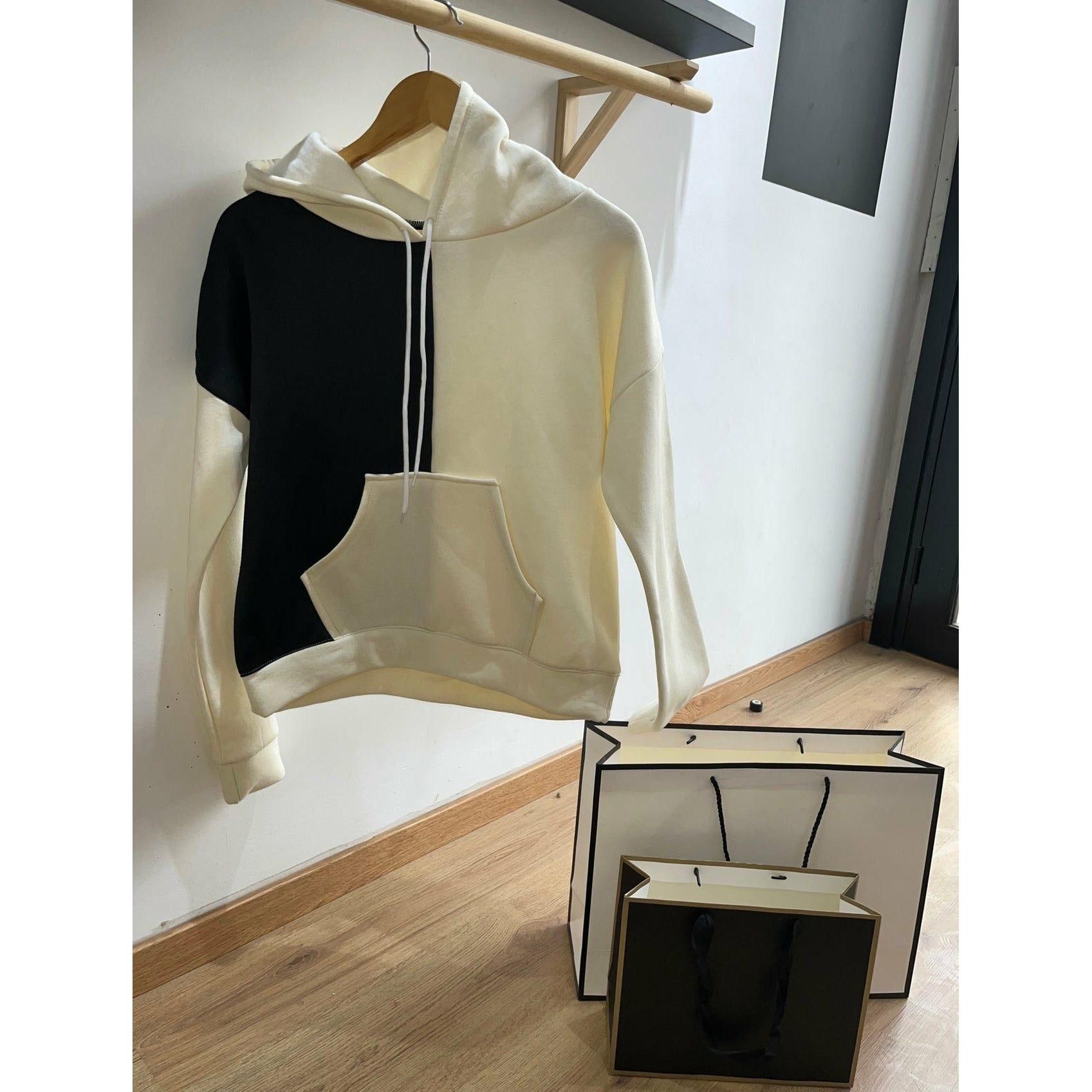 Hoodie Beige / Black